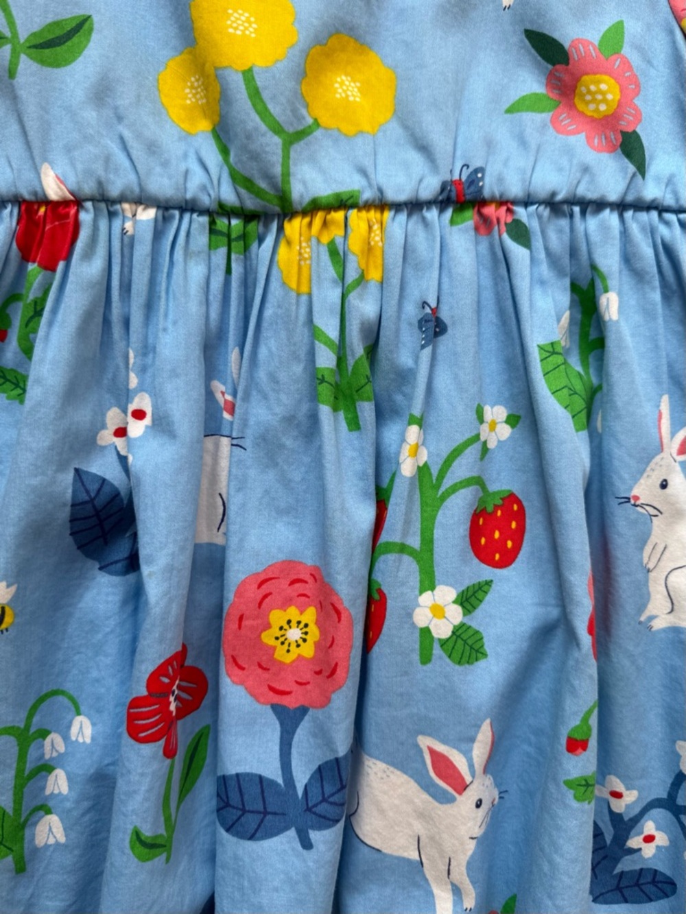 Mini Boden Girls Blue Bunny Broderie-Collared Dress - Size 5-6Y - Picture 3 of 13